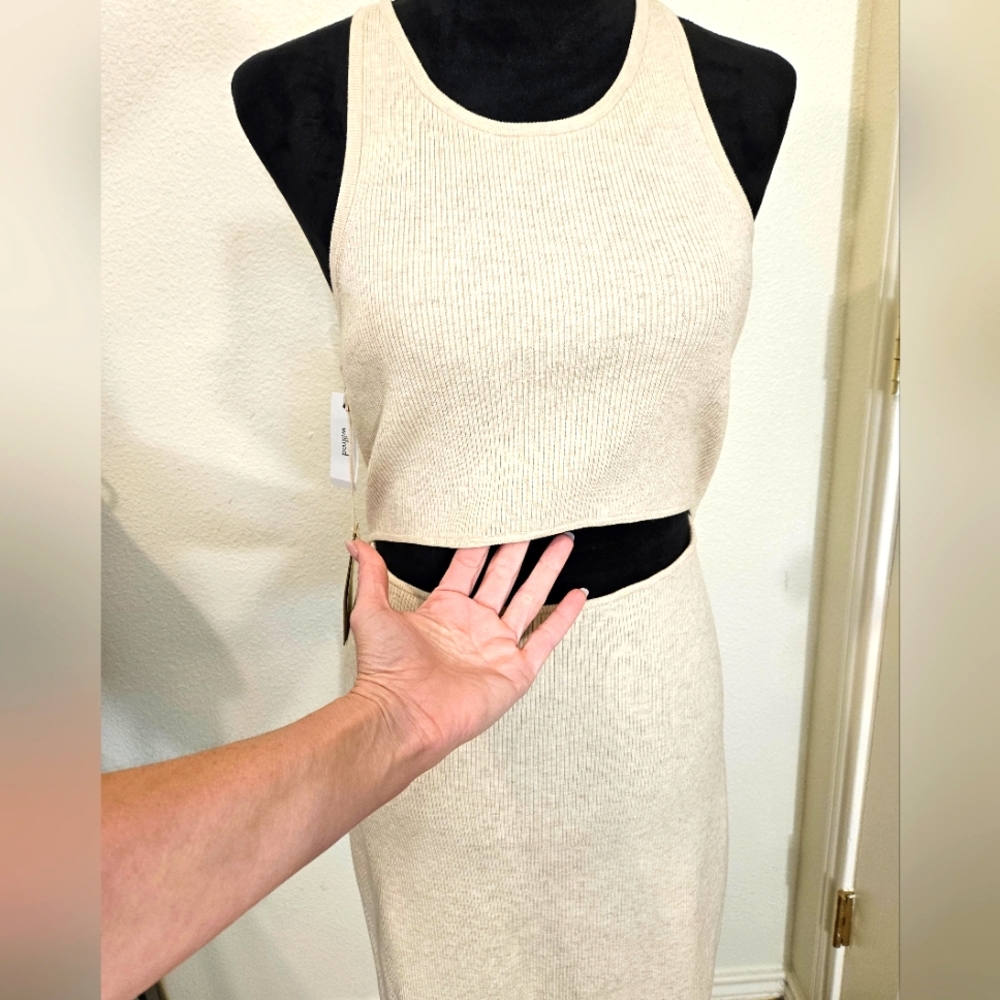 NWT Aritzia Wilfred Free Cut Out Knit Tank Dress - Picture 4 of 11